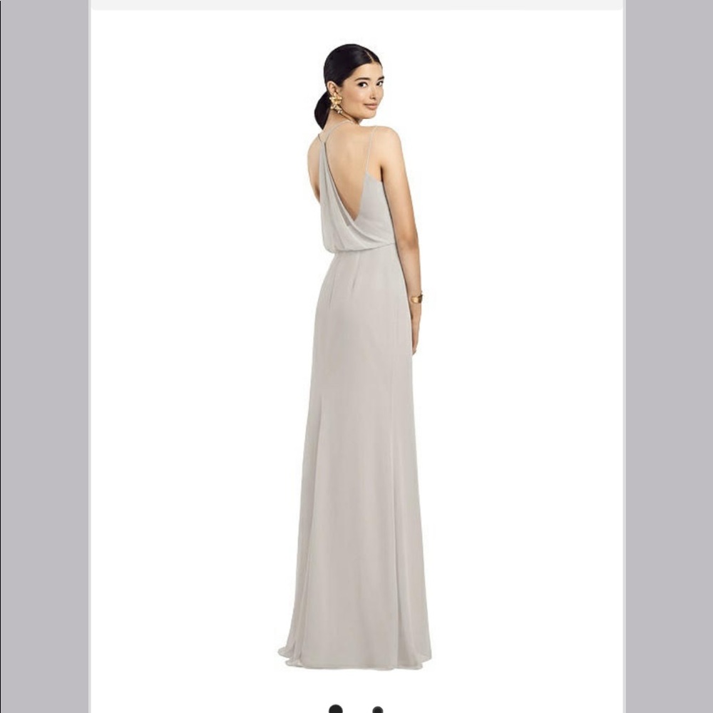 DESSY Draped Blouson Back Chiffon Maxi Dress in Oyster - Lux Chiffon